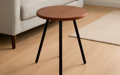 Sleek and sturdy: metal and wood tripod side table stool for stylish spaces