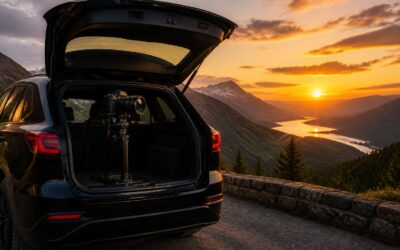 Tripod stand for car prevents rocking during tire changes.